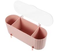 Boîte à Maquillage Rose à Couvercle, Rangement Trois Compartiments | Plastique, Accès Rapide aux Articles, pour Serviettes Hygiéniques, Crayons à Sourcils, Meuble de Salle de Bain