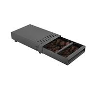 Boîte à marc de café expresso - Tiroir à marc de café professionnel - En acier inoxydable - Avec design de tiroir - Noir - 28 x 18 x 5 cm - Moderne - Pour bars à café et cuisines à domicile