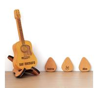 Boîte à Médiator en Bois avec 3 Médiators Personnalisables - Cadeau Unique pour Guitariste, Accessoire pour Guitare Classique et Électrique (Médiators)