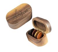 Boîte à médiators personnalisée en bois avec étui - Cadeau pour papa, maman, musicien, anniversaire, Noël, Noyer, Classique