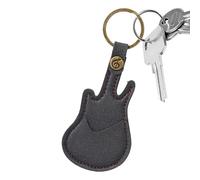 Boîte à médiators pour guitare, support pour médiator de basse | Étui pour médiator de basse avec organisateur de plectre à anneaux | Porte-clés en forme de guitare en cuir PU, accessoire d'instrument