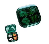 Boîte à médicament vert porte-pilules portable de voyage, organisateur de comprimés, boîte à pilules idéale pour grain et paille de médicaments (4 cellules)