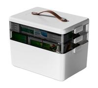 Boîte à médicaments à 3 étages - Grande capacité - Multi-usage - Portable - Avec couvercle transparent - Poignée - Compartiments amovibles - Pour la maison, l'école, le bureau, les voyages