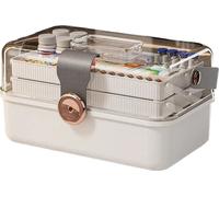 boîte à médicaments à 3 niveaux, matériau écologique, adapté à la maison et aux voyages, rouge