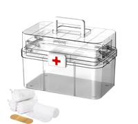 Boîte à médicaments - Boîte à médicaments d'urgence | Rangement multicouche de médecine familiale, organisateur de valise anti-poussière de grande capacité, poignée et boucle pour