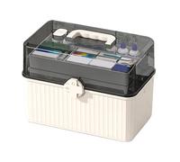 Boîte à médicaments, boîte de rangement transparente à 3 couches avec poignée, grande capacité, pour fournitures médicales, accessoires de sécurité familiale, idéale pour un usage domestique, le