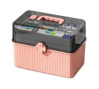 Boîte à médicaments, boîte de rangement transparente à 3 couches avec poignée, grande capacité, pour fournitures médicales, accessoires de sécurité familiale, idéale pour un usage domestique, le
