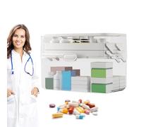 Boîte à médicaments - Conteneur familial transparent à 2 couches, étui de rangement multifonctionnel, étui portable pour utilisation dans la voiture dans le dortoir domestique | Conception de poignée