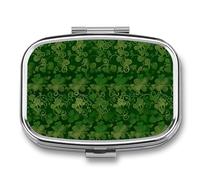 Boîte à médicaments de voyage portable, boîte à bijoux de voyage, fond mignon pour la Saint-Patrick, pilulier rectangulaire, imprimé à paillettes, convient pour tablette, pilule, capsules, bonbons,