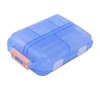 Boîte à médicaments en plastique étanche, 10 compartiments, serrure à boucle, conteneur de médicaments hebdomadaire portable pour les voyages d'affaires, les vacances (Bleue)