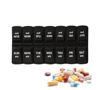 Boîte à médicaments hebdomadaire portable - Pilulier hebdomadaire 2 fois, distributeur de voyage AM PM | Organisateur de médicaments 7 jours, porte-pilules, étui compact , boîte de rangement