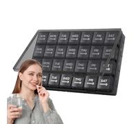 Boîte à médicaments - Pilulier | Boîte de rangement pour comprimés 28 jours avec étui anti-poussière Vittamin Meds pour médicaments familiaux pour