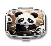 Boîte à médicaments portable à 2 compartiments - Panda - Organisateur de médicaments mignon - Pilulier de voyage pour poche et sac à main - Boîte à médicaments portable pour vitamines - Cadeau de