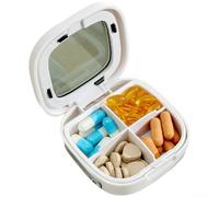Boîte à médicaments portable avec 4 compartiments, pilulier de voyage compact et récipient de doses quotidiennes, pour un rangement sûr, design à loquet scellé, pour la maison et