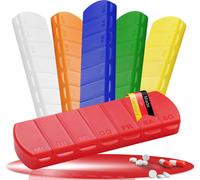 Boîte à médicaments "Seven Days" - boîte à pilules sans BPA avec 7 compartiments pour chaque jour de la semaine, pilulier robuste - boîte à comprimés Germany - trend-red PP