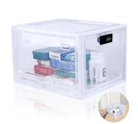 Boîte à Médicaments Verrouillée, 10L Boîte à Médicaments avec Serrure à Combinaison à Trois Chiffres, Boîte Verrouillable pour Médicament Transparent, Boîte de Rangement pour Médecine(29*23.2*18.8cm)