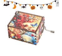 Boîte à mélodie en bois sculpté - Cadeau musical sur le thème effrayant, boîte de décoration musicale à remonter de style antique | Un savoir-faire gravé élégant produit une bande-son festive apaisant