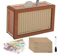 Boîte à monnaie en bois, Boîte d'épargne pour pièces, Objet décoratif en bois, Meilleur cadeau Taille UniqueLettres,Motif texturébois