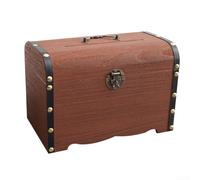 Boîte à monnaie en bois de style vintage avec serrure sécurisée et clé, parfaite pour ranger de l'argent et des trésors personnels (A)