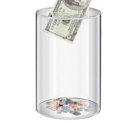 Boîte à monnaie ronde transparente - Banque d'épargne en acrylique transparent - Outil d'apprentissage pour la compétence des - Grande pièce visible - Conteneur économique pour les petits