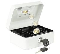 Boîte à monnaie verrouillable Burg-Wächter avec clé, fente et insert à pièces, petite, en tôle d'acier, Money 5012, blanche