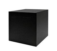 Boîte à monnaies noire en acier inoxydable, boîte à monnaies à ne pas ouvrir, 12 x 12 x 12 cm, cochon de monnaies et de billets, boîte à monnaies pour adultes et cadeau pour enfants