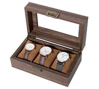 Boîte à Montre Boîte De Rangement avec 3 Grilles,Vitrine de Montres,Présentoir Boîte Coffret à Montre Bijoux Coffret de Rangement