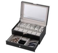 Boîte à Montre Boîtier Rangement Bijoux 12 Montres,Coffret à Montres Présentoir à Montres Boîte à Bijoux, Rangement pour Montres