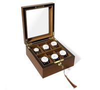 Boite à Montre Coffret Rangement,Boîte Présentoir Montres avec 6 Compartiments,Boîte de Rangement pour Montres avec Coussin