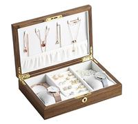 Boîte à Montres Boite Montre Rangement Montre Boîte À Montres Grande Boîte À Bijoux En Bois Collier En Bois Bague Boucle D'oreille Organisateur De Montres Mallette De Rangement Pour Bijoux Coffret à m