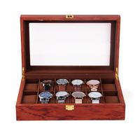 Boîte à montres en bois avec couvercle en verre transparent pour 12 montres coffret organisateur bijoux bracelet présentoir boîte à montres boîte à bijoux boîte à montres cadeau