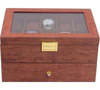 Boîte à montres en bois Boîte à montres vitrine 20 slots Coffret de rangement Boîte à tiroirs Stockage en bois Collectionner armoire Organisateur avec tiroirs