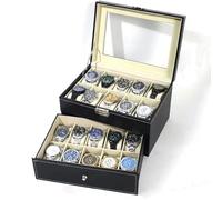 Boîte À Montres For Hommes For 20 Montres - Boîte À Montres Avec 20 Compartiments Et Tiroir | Boîte À Montre Noire | Boîte À Montre | Coffret Lunettes Et Montres 20 Montres | Boîtier De Montre ( Color