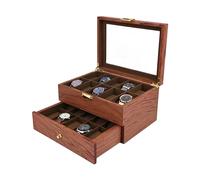 Boîte à montres pour 20 montres, boîte à montres avec couvercle en verre, 20 slots montres vitrine à bijoux armoire tiroir de rangement Organizer Fall