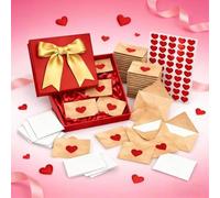 Boîte À Mots D‘Amour À Faire Soi-Même | 60 Pièces Mini Cartes De Saint-Valentin Et Enveloppes 3x4cm - Inclut Des Autocollants En Cœur | Cadeau Pour Couple, Femme, Mari Pour Anniversaire Ou Fête