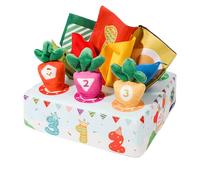 Boîte à mouchoirs avec tissus texturés, ensemble de jeu sensoriel pour 6 à 12 mois, comprenant des carottes à tirer et des feuilles froissées, boîte à mouchoirs pour bébé