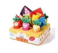 Boîte à mouchoirs avec tissus texturés, ensemble de jeu sensoriel pour 6 à 12 mois, comprenant des carottes à tirer et des feuilles froissées, boîte à mouchoirs pour bébé