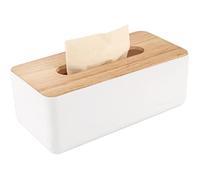 Boîte à mouchoirs - Bois - Distributeur rectangulaire - Couleur blanche - Dimensions 21x13x9.5cm