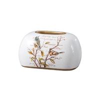 Boîte à mouchoirs Boîte à mouchoirs en céramique légère, support de décoration luxe for maison européenne moderne salon Restaurant Porte-mouchoirs décoratif(Bird-white,Round)