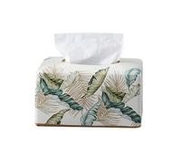 Boîte à mouchoirs Boîte à mouchoirs en céramique légère, support de décoration luxe for maison européenne moderne salon Restaurant Housse pour distributeur(Leaf-white,Square)