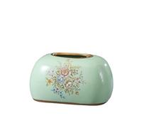 Boîte à mouchoirs Boîte à mouchoirs en céramique légère, support de décoration luxe for maison européenne moderne salon Restaurant Housse pour distributeur(Green,Round)