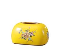 Boîte à mouchoirs Boîte à mouchoirs en céramique légère, support de décoration luxe for maison européenne moderne salon Restaurant Housse pour distributeur(Yellow,Round)