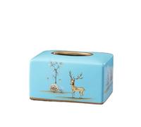 Boîte à mouchoirs Boîte à mouchoirs en céramique légère, support de décoration luxe for maison européenne moderne salon Restaurant Housse pour distributeur(Blue,Square)