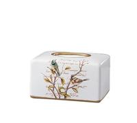 Boîte à mouchoirs Boîte à mouchoirs en céramique légère, support de décoration luxe for maison européenne moderne salon Restaurant Housse pour distributeur(Bird-white,Square)