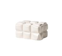 Boîte à mouchoirs bouffante en céramique brillante, support de grille for la maison, le bureau, la décoration du salon(White)