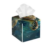 Boîte à mouchoirs carrée en Cuir, imperméable, Motif Tortue de mer, réaliste, avec Ceinture inférieure, pour Table, Salle de Bain, Bureau, Voiture, décoration