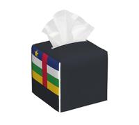 Boîte à mouchoirs carrée en cuir PVC avec imprimé drapeau de l'Afrique centrale, réutilisable pour la maison, la voiture, le bureau