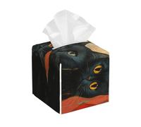 Boîte à mouchoirs carrée en cuir synthétique avec quatre chats noirs, distributeur de papier pour cuisine, salle de bain, chambre à coucher, coiffeuse, comptoir, tables de nuit