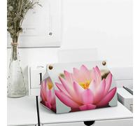 Boîte à mouchoirs carrée en Cuir synthétique, Motif Fleur de Lotus, décorative, pour Cuisine et Salle de Bain