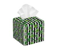 Boîte à mouchoirs carrée en cuir synthétique pour la Saint-Patrick, motif trèfle, feuille, pois et rayures, distributeur pour la maison, la salle de bain, la chambre à coucher, le bureau